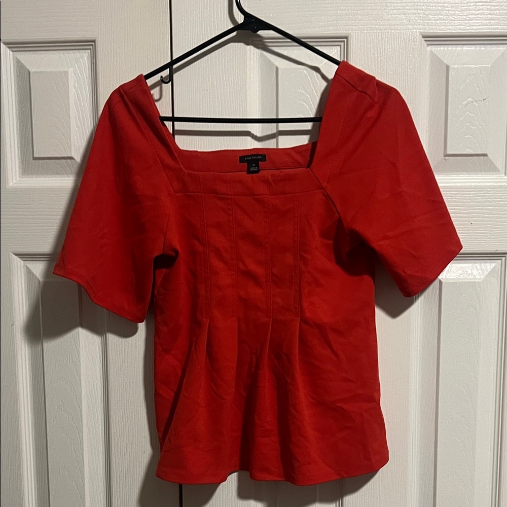 Ann Taylor Factory Red Square Neck Blouse